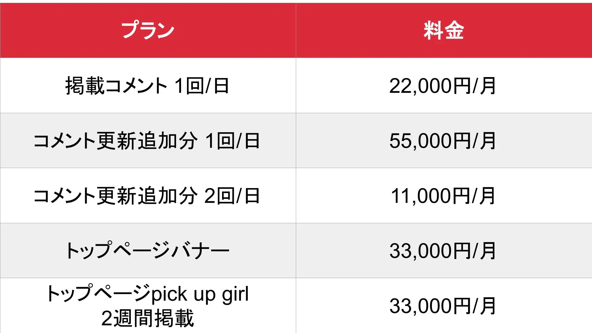 媒体名_基本_料金表