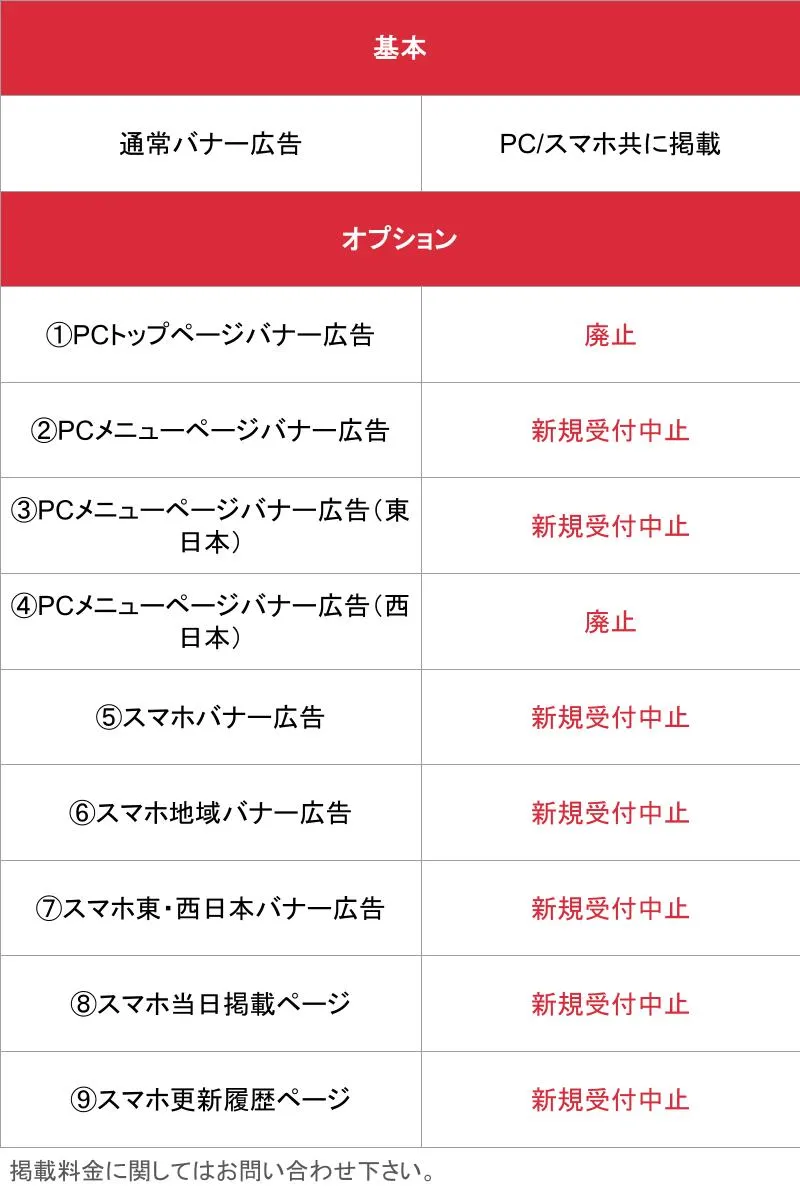 媒体名_基本_料金表